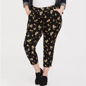 Torrid Black Floral Challis Tie Front Pants 00